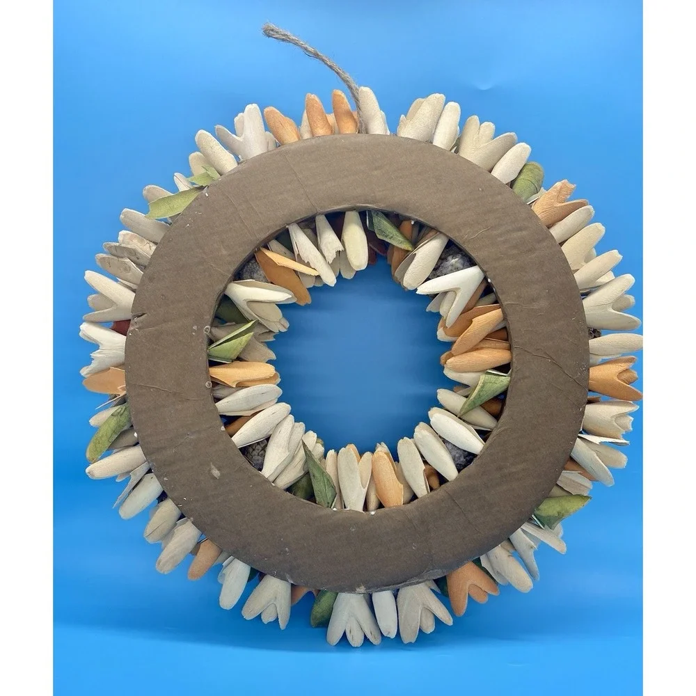 Wood Chip Wreath Fall Round Farmhouse